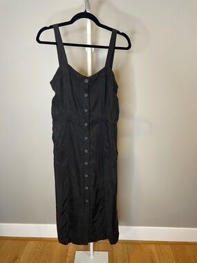 Lovestitch Black Button-Front Women's Midi Dress Medium